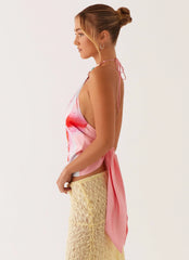 Top Dalila con abalorios y espalda con lazo - Pink Lily