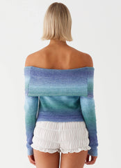 Jersey de punto sin hombros Tully - Azul Ombré