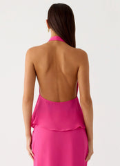 Top Ashlea anudado en el delantero - Fucsia