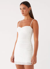 Minivestido Arden de tela arrastão - Branco
