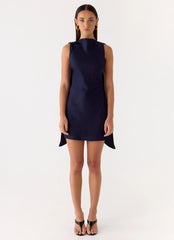 Minivestido Cerina de gola alta – Azul-marinho