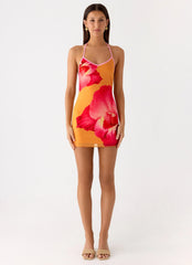 Minivestido Yura - Naranja floral