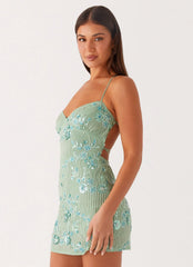 Minivestido con tirantes de lentejuelas Vietta - Menta