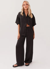 Pantalones de Satén Palm Cove - Negro