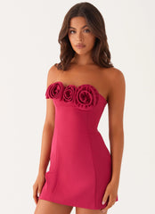 Minivestido strapless Patsie - Fucsia