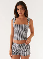 Top Clayton - Cuadros Vichy Negros