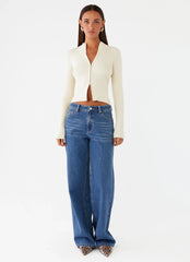 Top de punto Tilly de manga larga - Crema