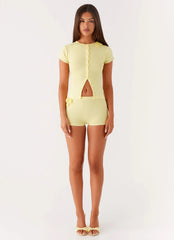 Top de punto Angela con botones - Amarillo