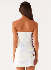 Minivestido sin tirantes Denby - Estampado Bloom Wave
