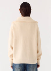 Jersey de punto con media cremallera Eirena - Crema