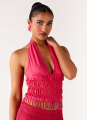 Blusa Teuila com Miçangas - Fúcsia