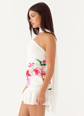 Minivestido Manon con bufanda - Arrecife de marfil