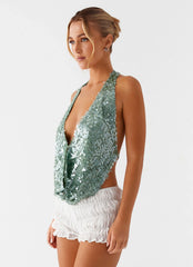 Top halter de cuello desbocado Rio Dreams - Verde