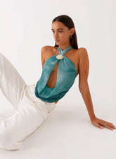 Top estilo chal Zola - Tie Dye verde