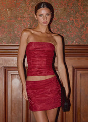Corsé Atenea de organza drapeada - Rojo oscuro