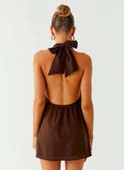 Minivestido halter de algodón Jepsen - Chocolate