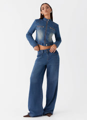 Vaqueros Ride Elegant Baggy - Lavado azul vintage