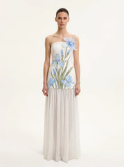 Floral One Shoulder Maxi Dress - White