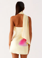 Minivestido de satén Isa - Amarillo frangipani
