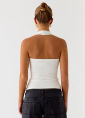 Top Halter Canelado Nauton - Branco