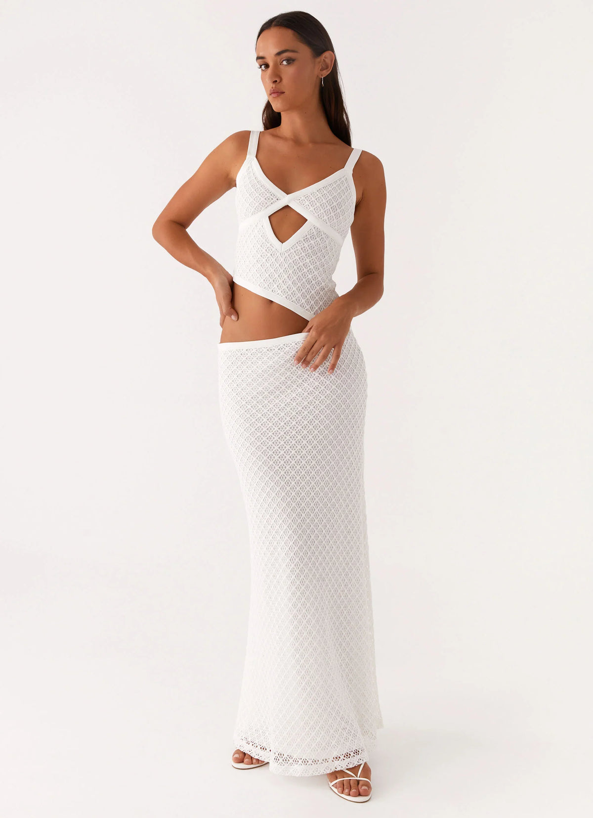 Vestido largo Jocelyn - Crochet blanco
