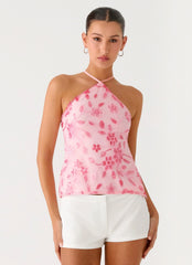 Top halter Janelle con cuentas - Rosa