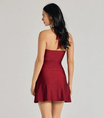 Minivestido evasé con escote halter Cut Out Cutie