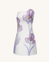Iris Floral Print Strapless Dress - White