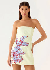 Minivestido tomara que caia Denby - Floral Roxo