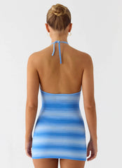 Minivestido halter de punto Tini - Cerúleo