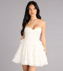 Jade Satin Chiffon Corset Skater Dress