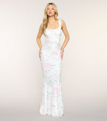 Everleigh Floral Mesh Corset Mermaid Dress