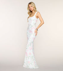 Everleigh Floral Mesh Corset Mermaid Dress