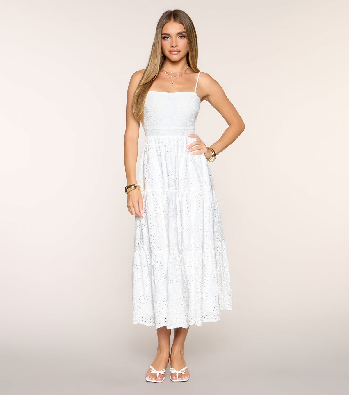 Barefoot In Bloom Eyelet Midi Dress