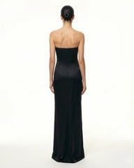 Iris Floral-Appliqu�� Strapless Maxi Dress - Black