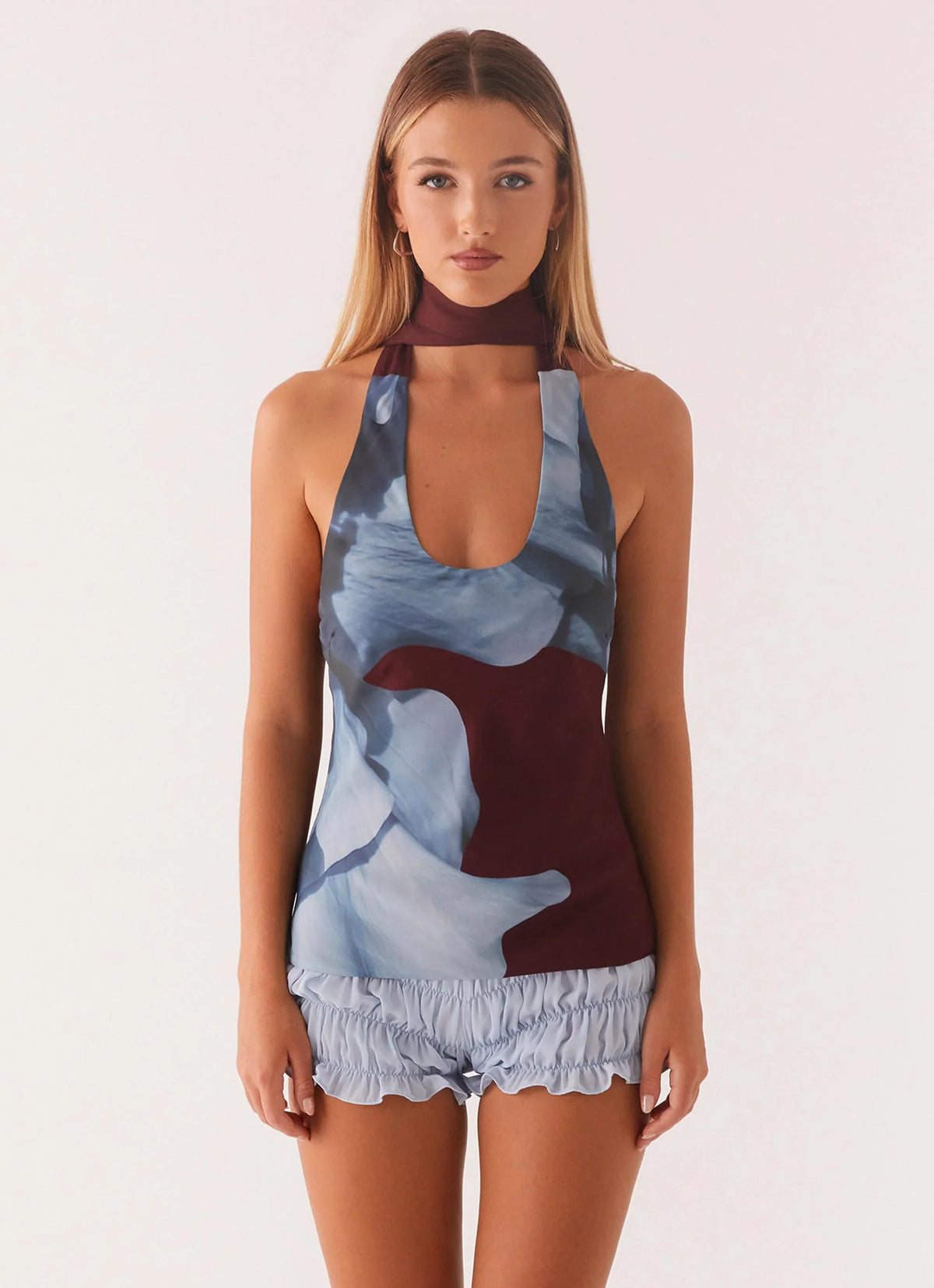 Top Catarina con estampado granate