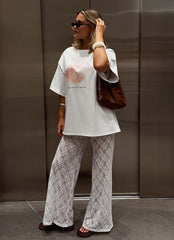 Pantalones de encaje Matcha - Blanco