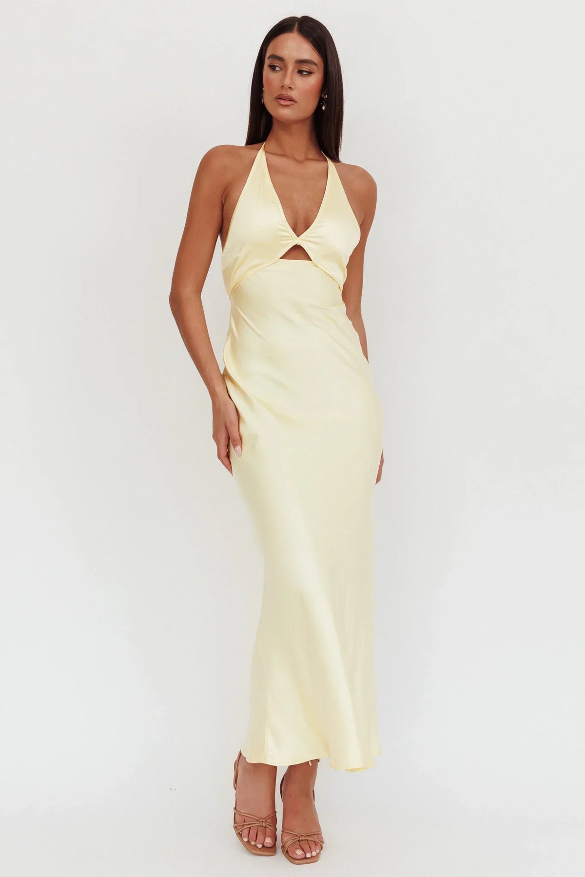 Vestido longo com busto cutout Jassinta - Limão