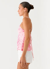 Top halter Janelle con cuentas - Rosa