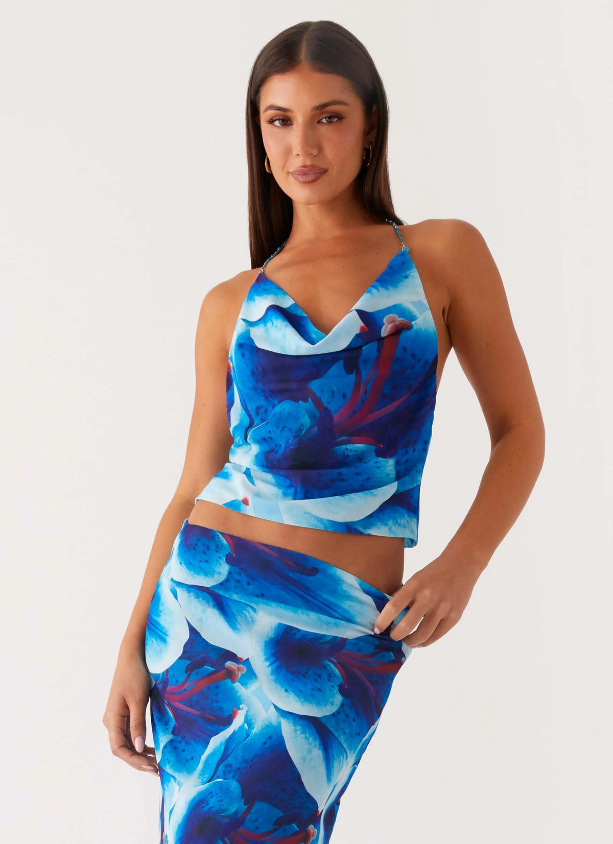 Top Halter Another Life - Floral Turquesa
