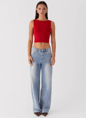 Blusa Saskie com Amarração - Vermelho Rubi