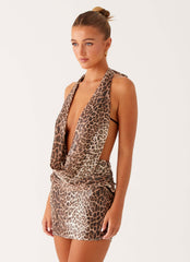 Minivestido de Lantejoulas Elysia - Estampa de Leopardo