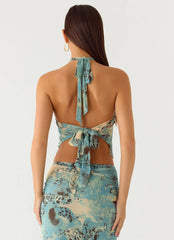 Top Frente Única com Miçangas Lloyd - Aqua Blur