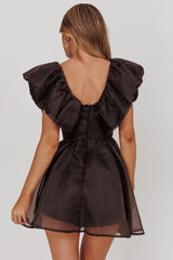 Minivestido Kahlo com Gola Franzida Preto