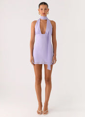 Minivestido Melisande con cuello de bufanda - Lavanda
