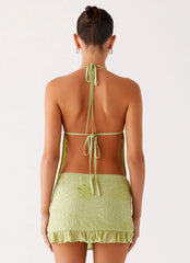 Minifalda Savoir con Cuentas - Menta