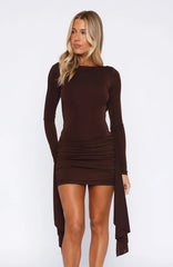 Minivestido de manga larga Love Game color chocolate