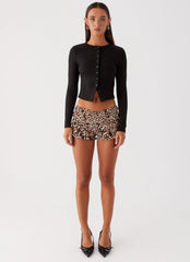 Top Blair de manga larga con botones - Negro