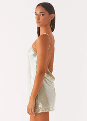 Minivestido con espalda de capota y energía radiante - Menta