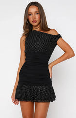 Minivestido Catch Me If You Can de lunares negros y blancos